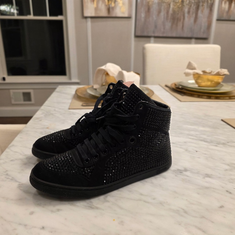 Gucci Black Womens High-Top Sneakers with Sparkle - Picture 2 of 4